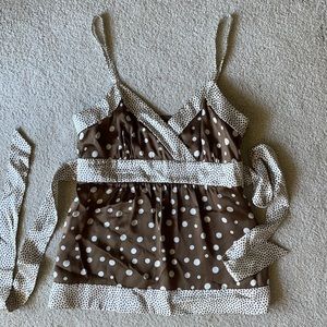 INC brown polka dot silk tank 6p